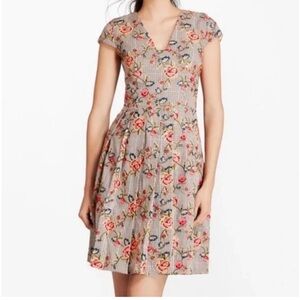 Brooks Brothers Dress Women Sz 0 Houndstooth Floral Embroidered Metallic